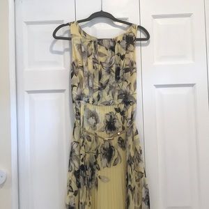 Eliza J Yellow Pleated Floral Chiffon Maxi Dress 4